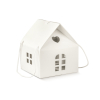 Scatola sagomata Casetta in cartoncino bianco con maniglia cordoncino cotone, 24.5x24.5x15 cm, confezione da 2 pezzi