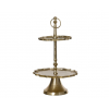 Alzata 2 piani in alluminio oro, altezza 63 cm