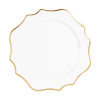 Sottopiatto in PVC bianco bordo oro, diametro 33 cm