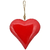 Cuore in metallo rosso smaltato da appendere, diametro 15 cm