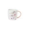 Tazza in porcellana stampa fiori con manico rosa, varie capacità