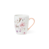 Tazza in porcellana stampa fiori con manico rosa, varie capacità