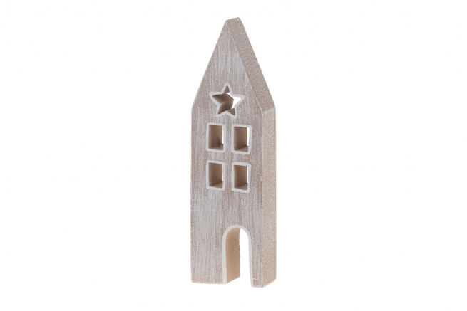Casa in legno grigio chiaro, 4x15 cm spessore 2 cm, confezione da 3 pezzi