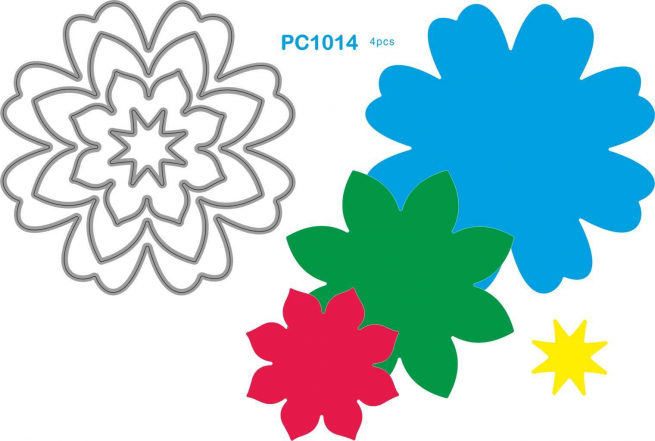 Fustella sottile, figura fiori, confezione da 4 pezzi