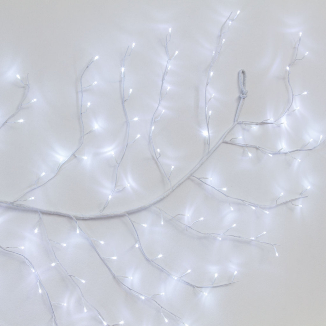 Ramo bianco modellabile, 288 led a luce fredda fissa, uso interno ed esterno, lunghezza 3 metri