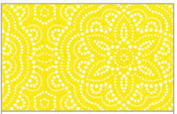 Tovaglia in tessuto non tessuto (TNT), base gialla con fantasia geometrica bianca, confezionata in rotolo da 1.60x10mt.