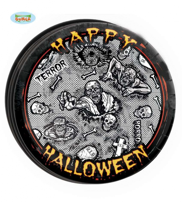 Piatto "Happy Halloween" diametro 23 cm, confezione da 8 pezzi