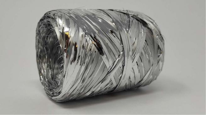 Rotolo nastro rafia basic "Reflex" argento, in bobina da 200 metri