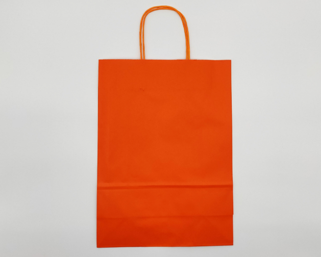Shopper arancione in carta kraft con maniglia ritorta