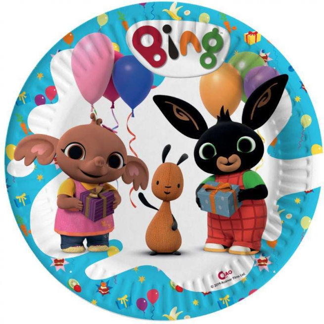 Piatto in cartoncino fantasia "Bing", diametro 23 cm, confezione da 8 pezzi