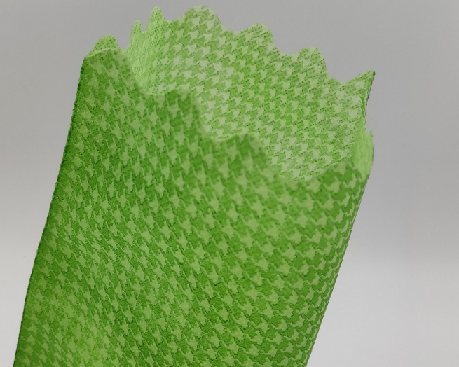 Sacchetto tessuto non tessuto pied de poule verde, bordo smerlato, confezione da 25 pezzi