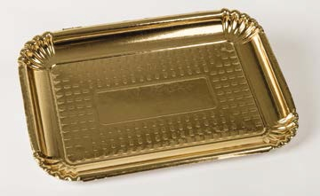 Vassoio cartone oro rettangolare, modello "ZEUS" con bordo risvoltato