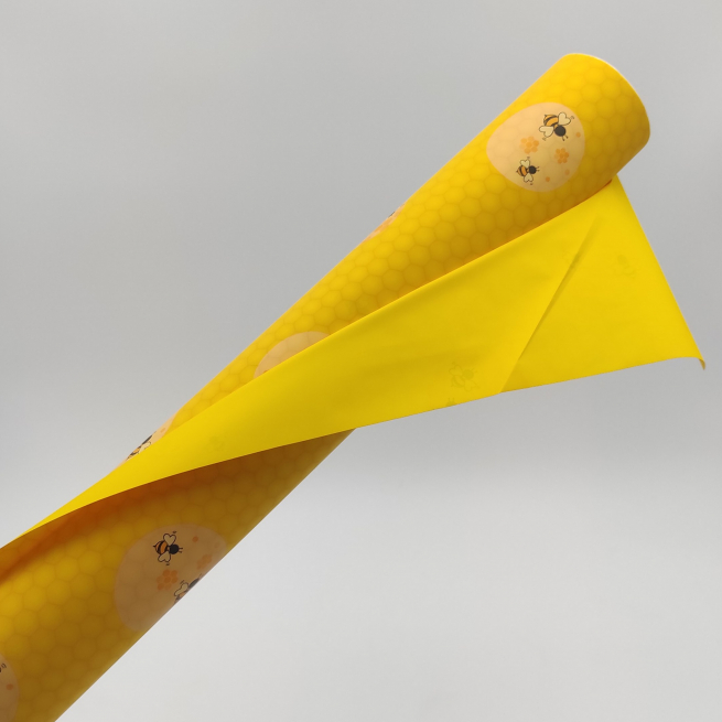 Bobina in PPL "Bees", stampa alveare con api su base giallo, h 1 x 25 mt