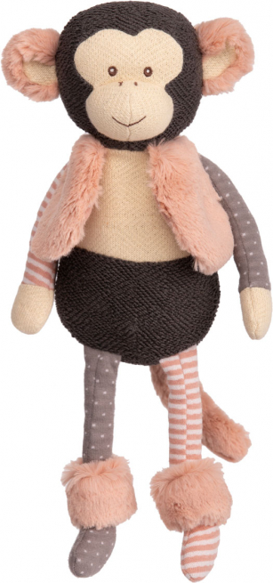 Scimmia baby "Amelia" con coprispalle in pelliccia rosa, altezza 27 cm