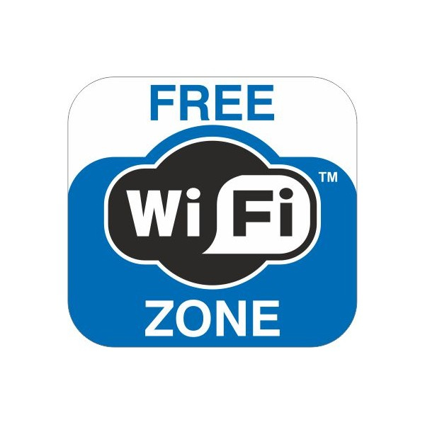 Adesivo "free wi-fi zone" formato 10x10 cm