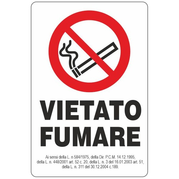 Adesivo "vietato fumare" formato 10x15 cm