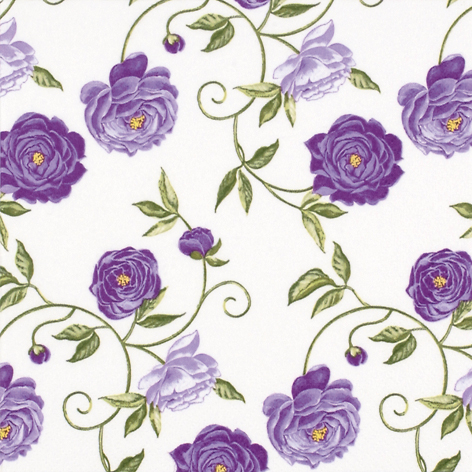 Tovagliolo in carta 3 veli stampa "Rose viola", 24x24 cm, confezione da 20 pezzi