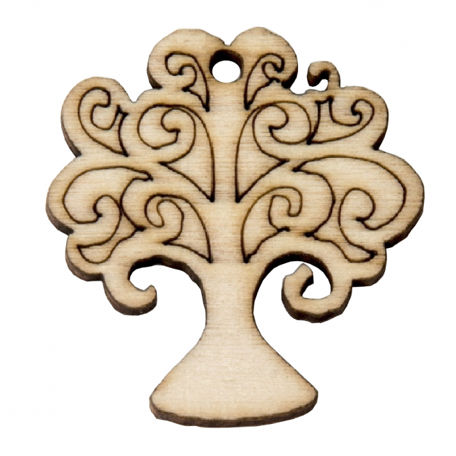 Albero della vita in legno, altezza 3.5 cm, confezione da 12 pezzi