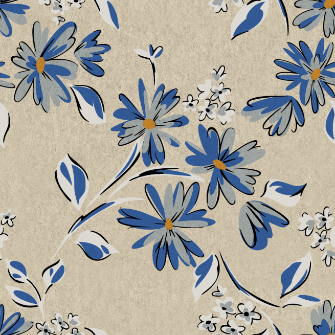 Tovagliolo di carta 2 veli fantasia fiori blu, formato 33x33 cm, confezione da 25 pezzi