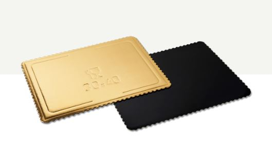 Tavoletta oro-nero in cartoncino "Microlightt" con bordo smerlato