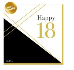 Tovagliolo carta 3 veli 33x33cm, fantasia "Happy 18", confezione da 16 pezzi
