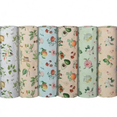 Carta da regalo ecologica "Botanica", in rotolo altezza 70 cm, lunghezza 2 metri, grafiche assortite