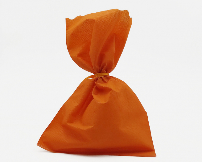Sacchetto tessuto non tessuto arancione, bordo smerlato, confezione da 25 pezzi