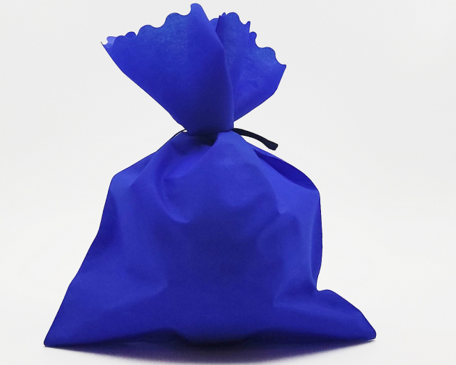 Sacchetto tessuto non tessuto blu elettrico, bordo smerlato, confezione da 25 pezzi