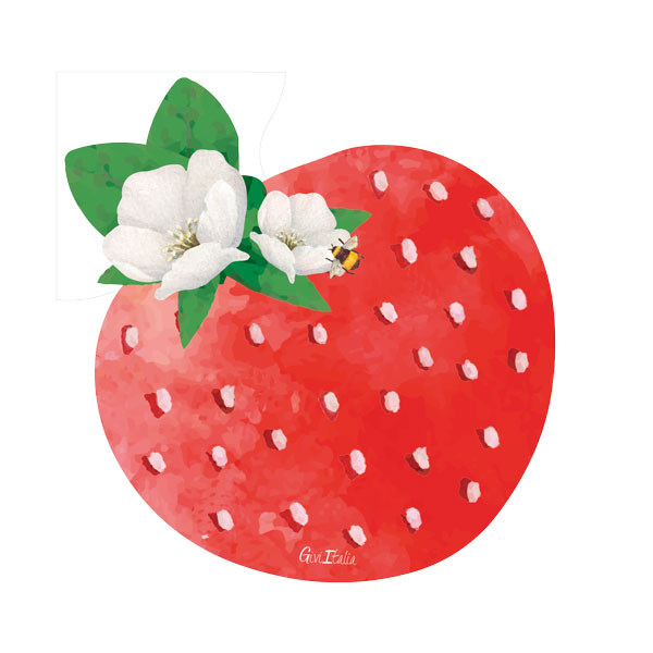 Tovagliolo sagomato carta 3 veli, fantasia "Fragole pink", confezione da 16 pezzi