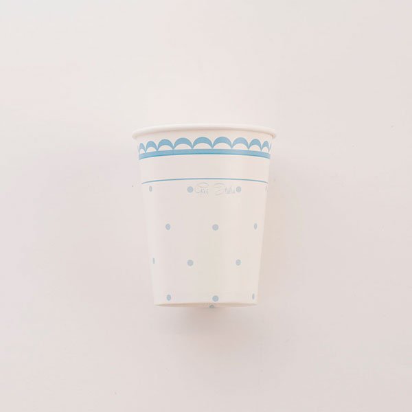 Bicchiere in cartontino fantasia "Petit pois" azzurro, confezione da 8 pezzi