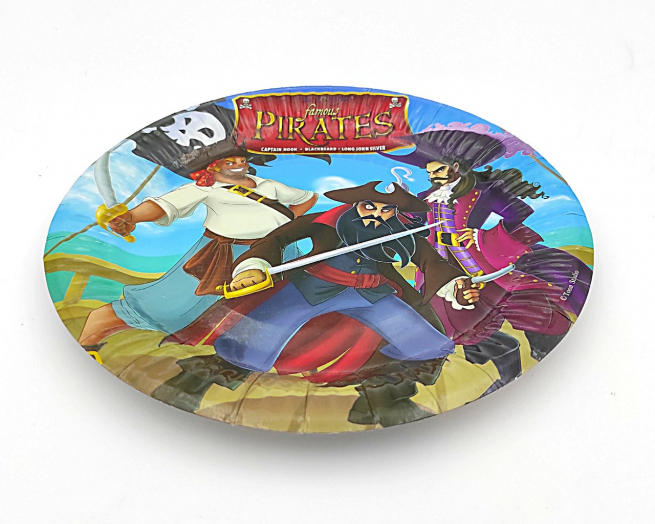 Piatto in cartoncino fantasia "Pirati", diametro 18cm, confezione da 10 pezzi