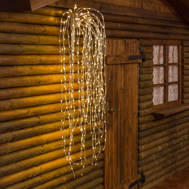 Rami cadenti argento, 480 flashled diamond a luce calda, uso interno ed esterno, lunghezza 120 cm