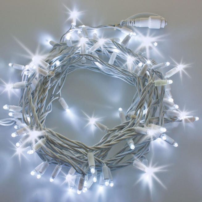 Filo lineare 200 MaxiLed luce fredda "FlashLed Diamond" prolungabile, uso interno ed esterno filo bianco lunghezza 20 metri (cavo alimentazione non incluso)