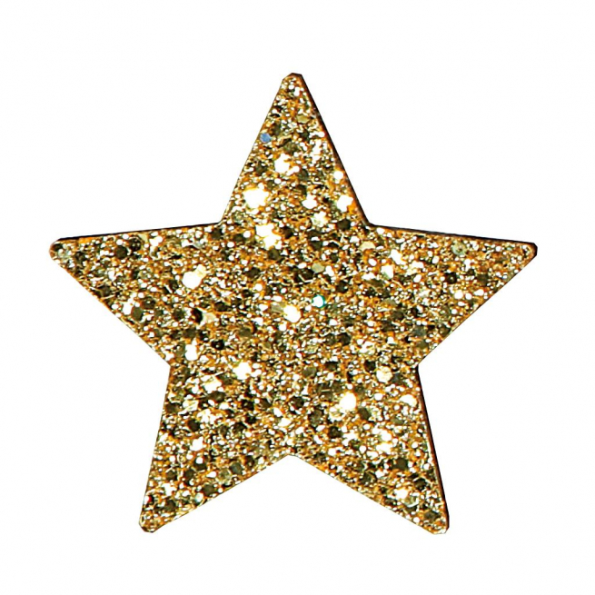 Pick stella oro con glitter, diametro 3.5 cm, confezione da 36 pezzi