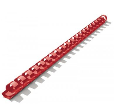 Spirale per rilegatura in plastica rosso, 21 anelli, diametro 10 mm, confezione da 20 pezzi