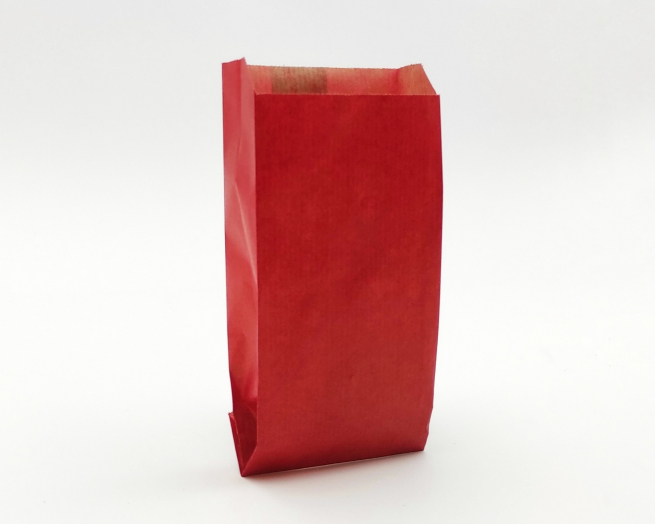 Sacchetto regalo in carta, rosso, formato 8x15+3.5 cm, confezione da 100 pezzi