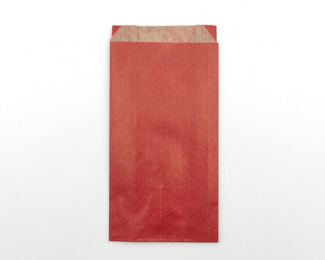 Sacchetto regalo in carta, rosso, formato 8x15+3.5 cm, confezione da 100 pezzi