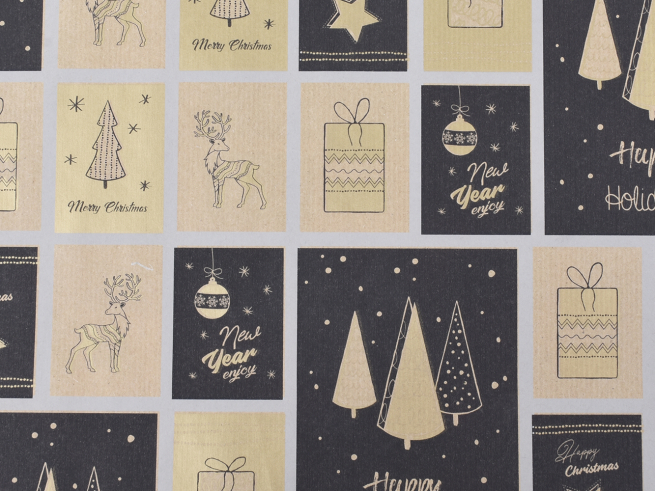 Carta regalo avana con soggetti natalizi, 70x100 cm, confezione da 25 fogli