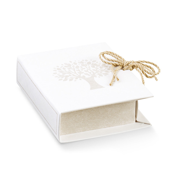 Scatola libro "Albero della vita" 6x7x3 cm, confezione da 10 pezzi