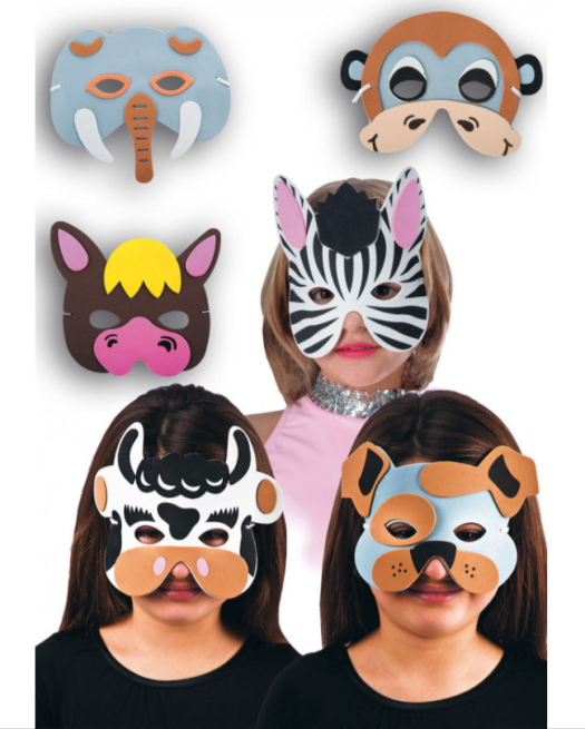 Maschera animaletto per bambini, soggetti assortiti