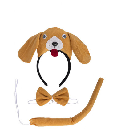 Set "Cagnolino" con cerchietto, papillon e coda