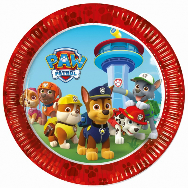Piatto in cartoncino fantasia "Paw Patrol", diametro 23 cm, confezione da 8 pezzi