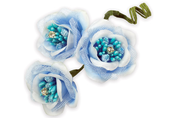 Rosa con gelsina celeste diametro 3.5 cm, confezione da 60 pezzi