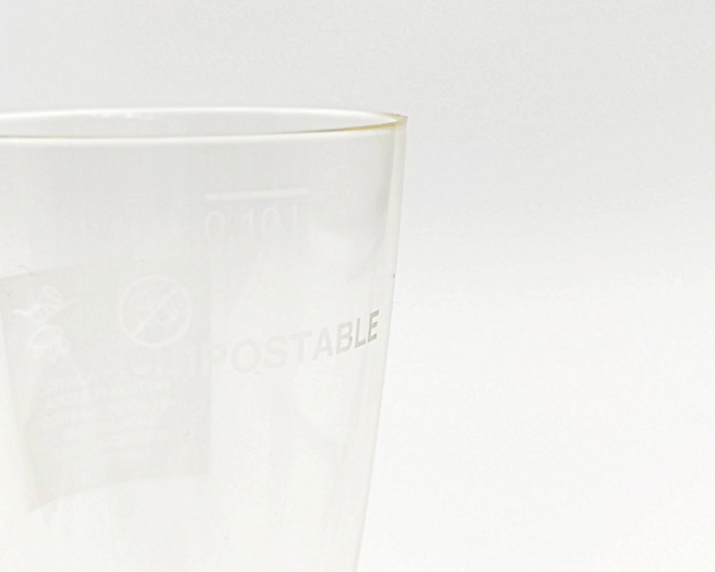 Bicchiere flutes 100cc biodegradabile in PLA, confezione da 20 pezzi