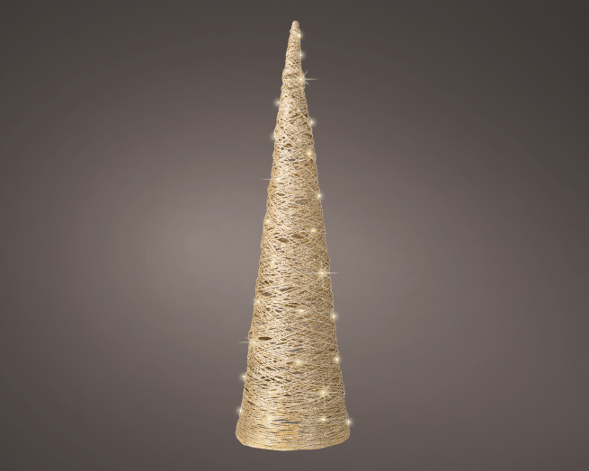 Cono in carta oro con led, altezza 78 cm, diametro base 19.5 cm