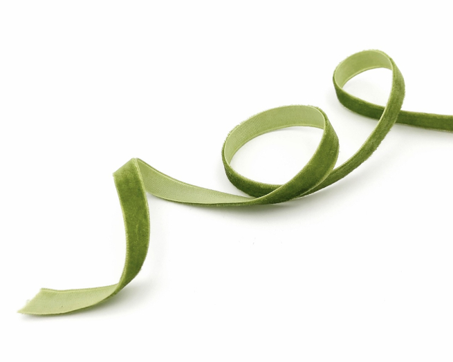 Rotolo nastro in velluto verde, altezza 9 mm