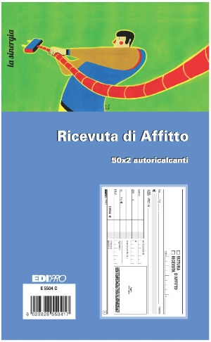 Blocco da 50 ricevute di affitto 2 copie autoricalcanti, formato 17x9.9 cm