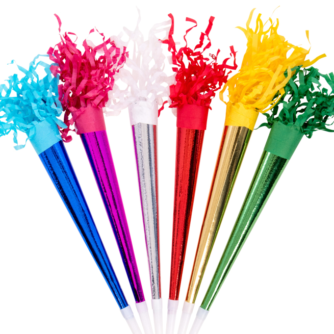 Trombetta metallizzatata lunghezza 35 cm, confezione da 36 pezzi