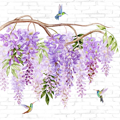 Tovagliolo in carta 3 veli stampa "Glicine viola", 33x33 cm, confezione da 20 pezzi