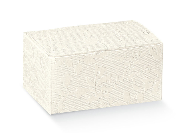 Scatola "Harmony" biaca effetto pizzo, 7x4.5x3.5 cm, confezione da 10 pezzi